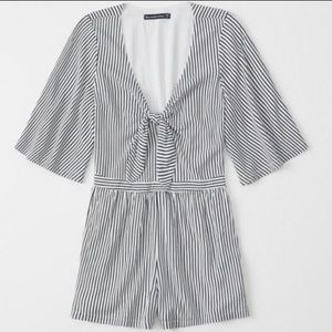 NWT A&F striped tie front kimono romper